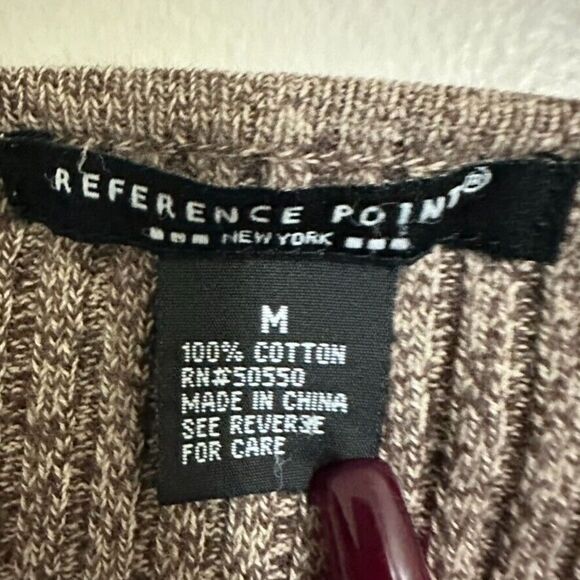 Reference Point Ribbed Long Sleeve Fitted Sweater Women's‎ M Brown Y2K Casual - Picture 3 of 4